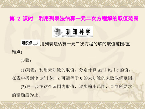 利用列表法估算一元二次方程解的取值范围最新版