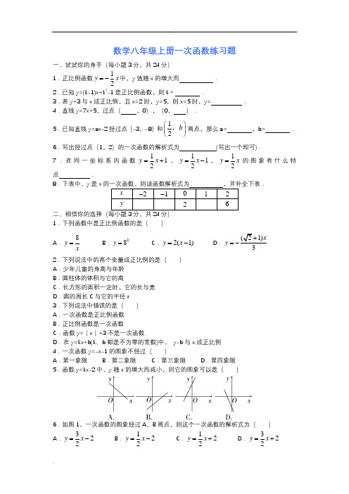 一次函数习题集锦(含答案)