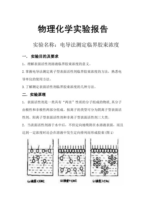 物理化学临界胶束浓度的测定实验报告