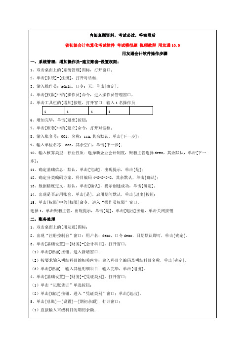 初级会计电算化考试软件_考试模拟题_视频教程_用友通61p