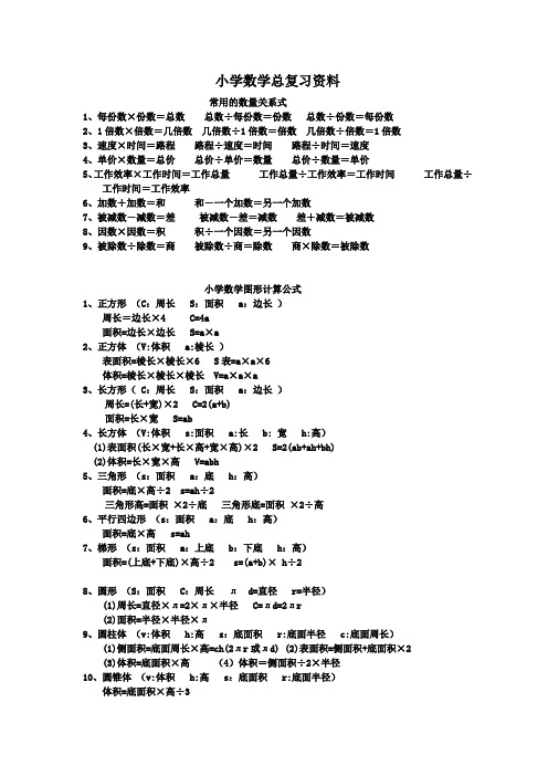 人教版2018年六年级下册数学期末复习资料