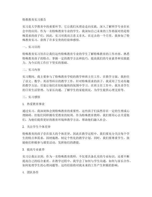 特教教育实习报告