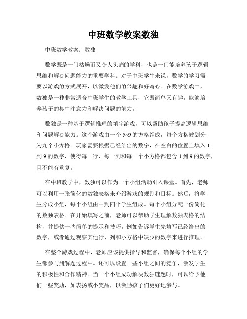 中班数学教案数独