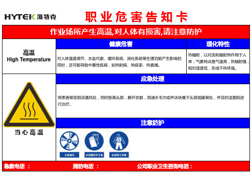 职业危害告知卡