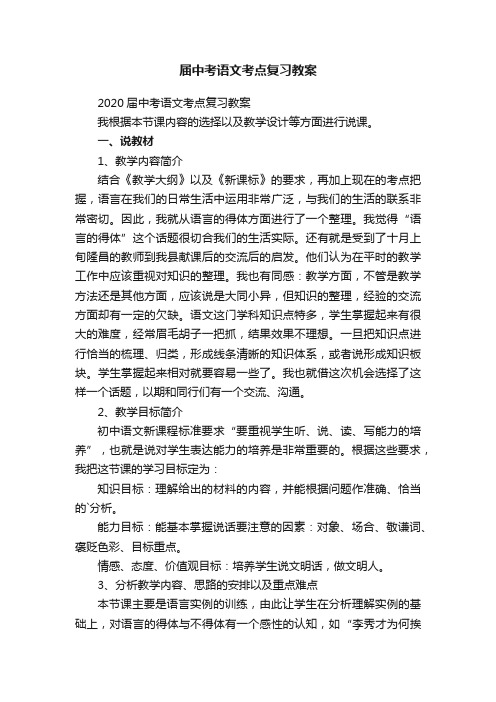 届中考语文考点复习教案