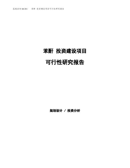 苯酐 投资建设项目可行性研究报告