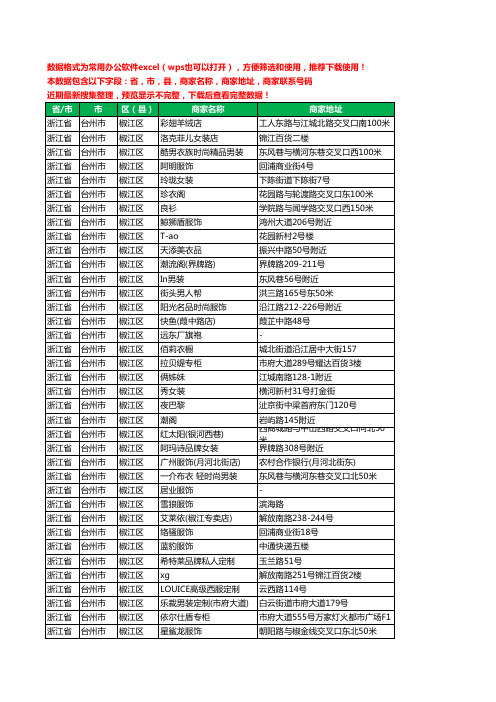 2020新版浙江省台州市椒江区服装工商企业公司商家名录名单黄页联系电话号码地址大全900家