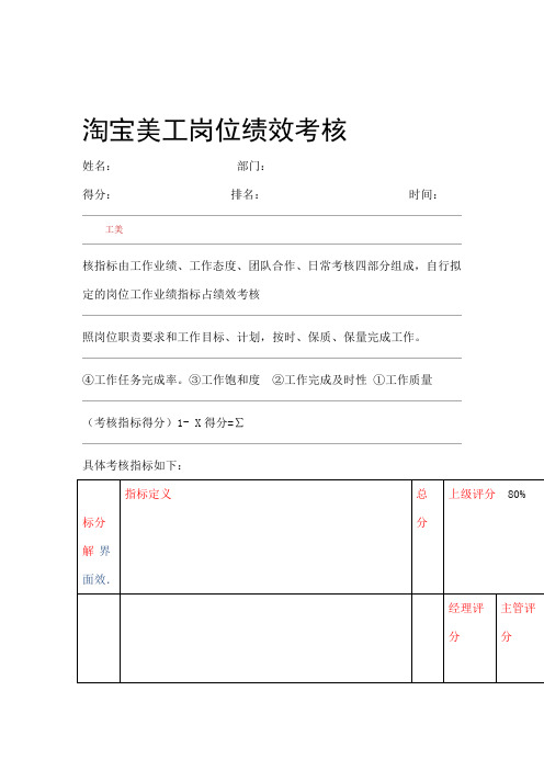 淘宝美工岗位绩效考核