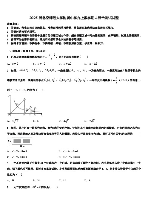 2025届北京师范大学附属中学九上数学期末综合测试试题含解析