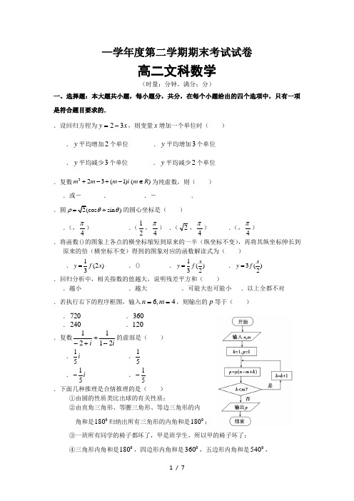 —2017学年度第二学期期末考试试卷