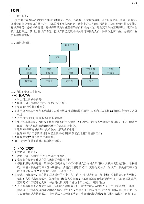 PE岗位职责描述