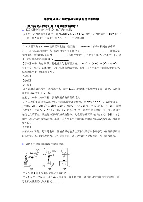 培优氮及其化合物辅导专题训练含详细答案