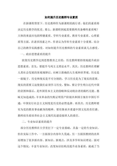 如何提高历史教师专业素质