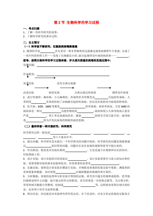 高中生物《生物科学的学习过程》学案1 苏教版必修2