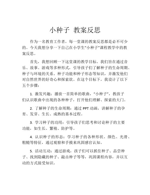 小种子 教案反思