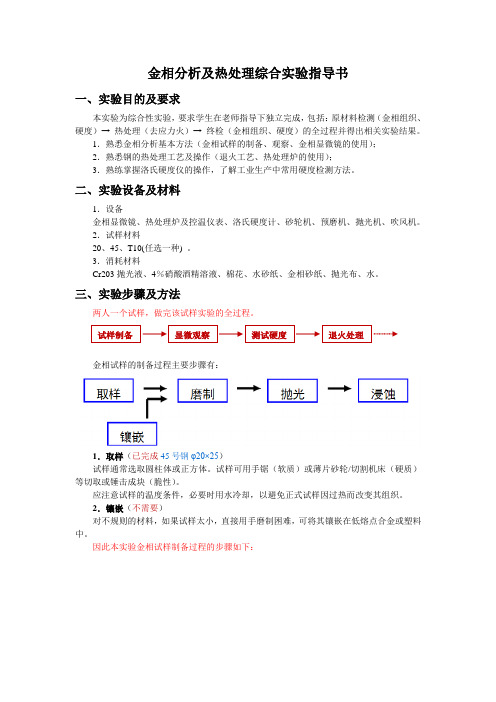 金相分析及热处理综合实验指导书