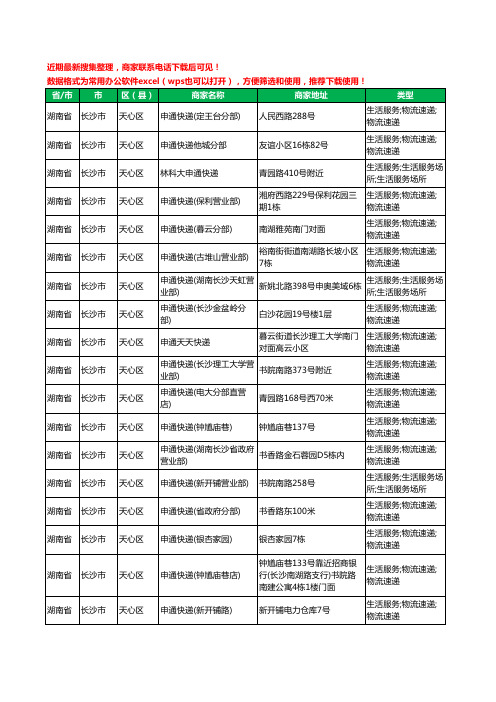 2020新版湖南省长沙市天心区申通快递工商企业公司商家名录名单黄页联系方式电话大全19家