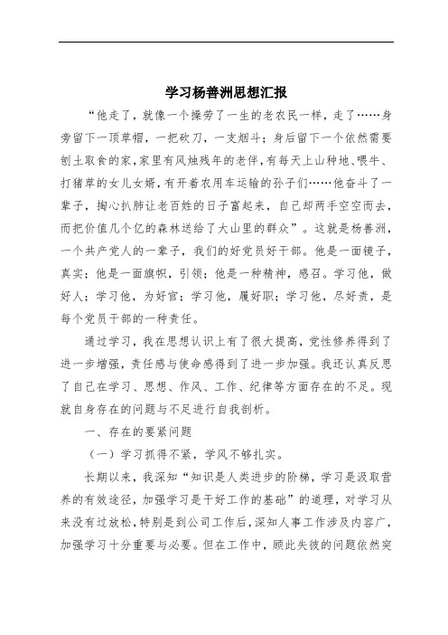 学习杨善洲思想汇报