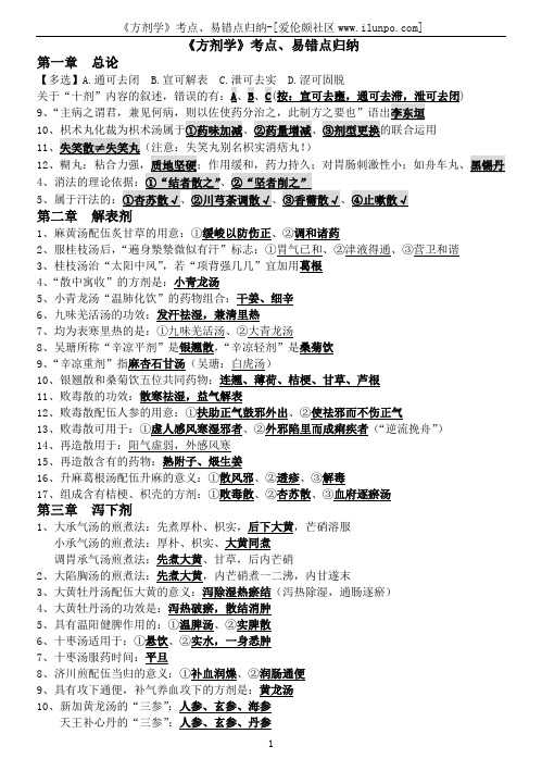 中医考研方剂考点易错点归纳整理总结大全