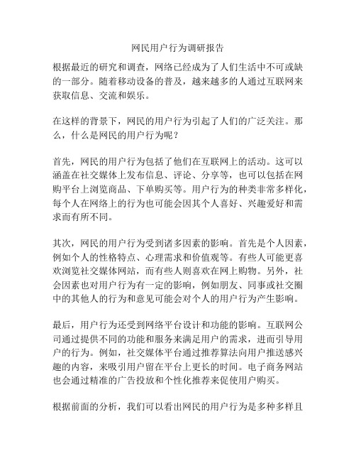 网民用户行为调研报告