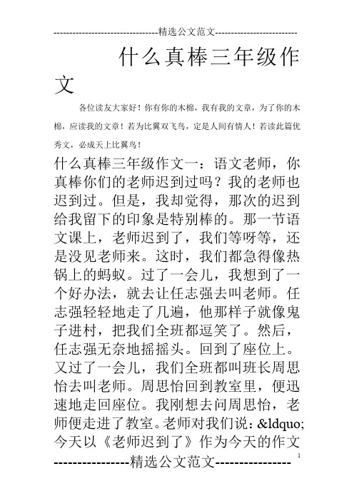 什么真棒三年级作文