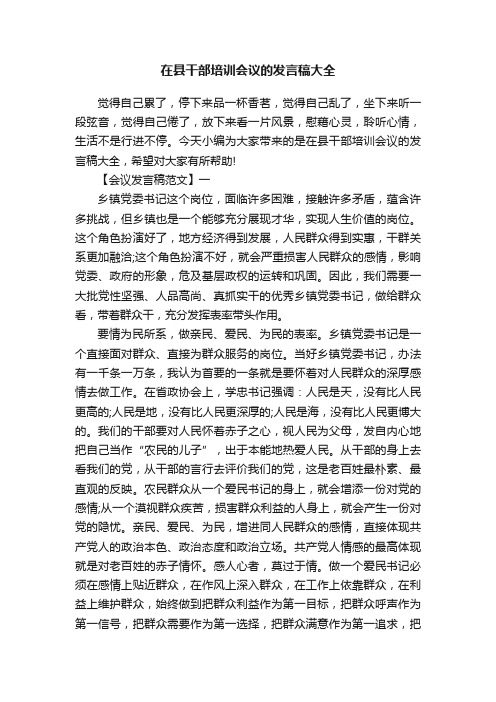 在县干部培训会议的发言稿大全