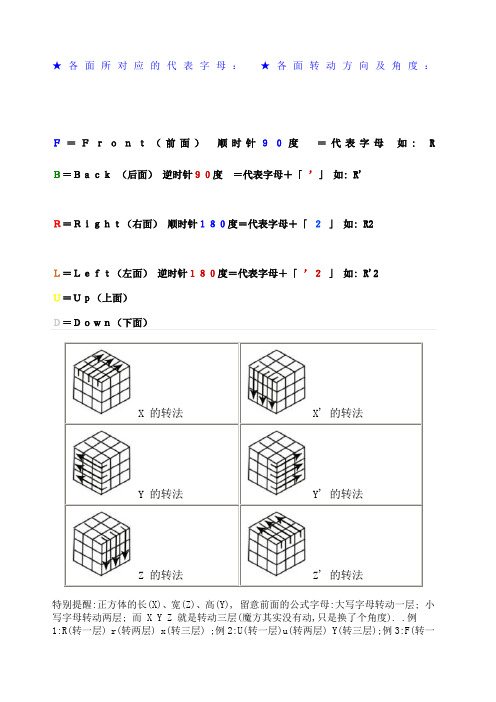 魔方各面所对应的代表字母