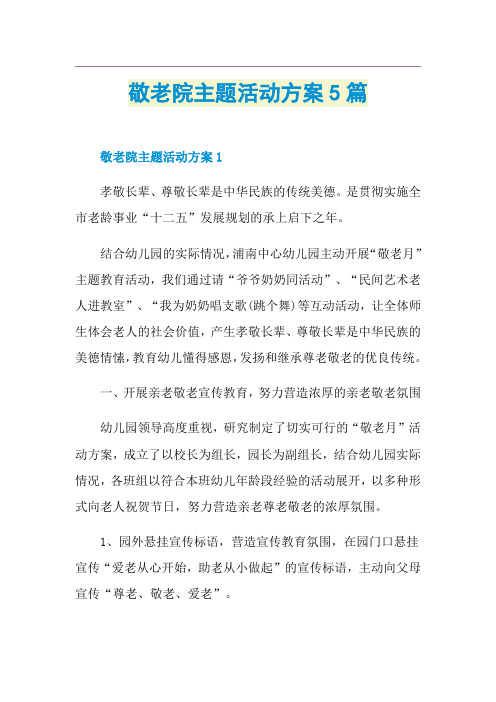 敬老院主题活动方案5篇