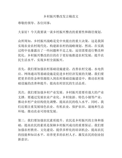 乡村振兴整改发言稿范文