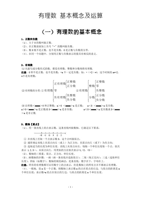 有理数的概念及使用知识点整理