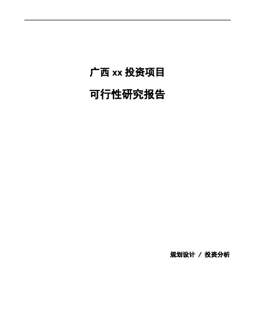 广西项目可行性研究报告(投资计划书)