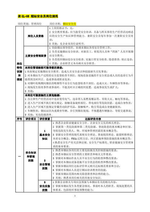 烟站安全员岗位规范