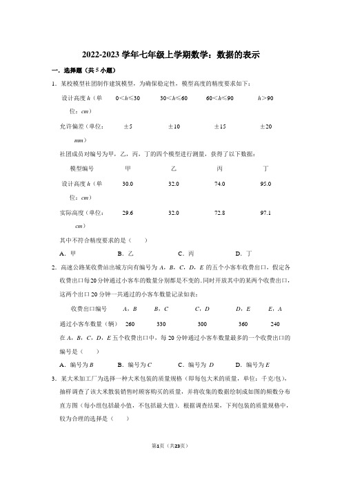 2022-2023学年七年级上学期数学：数据的表示(附答案解析)