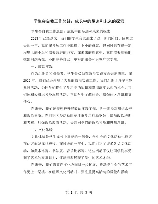 学生会自我工作总结：成长中的足迹和未来的探索