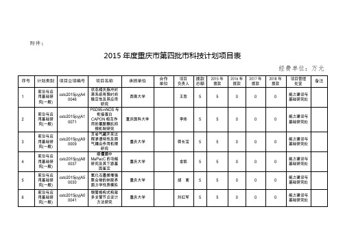 重庆第四批科技计划项目表