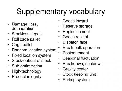 物流英语Chapter 4  Principles of warehousing words 6