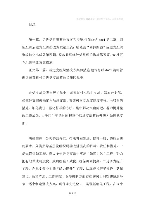 后进党组织整改措施