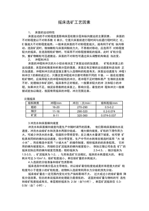 摇床选矿工艺因素