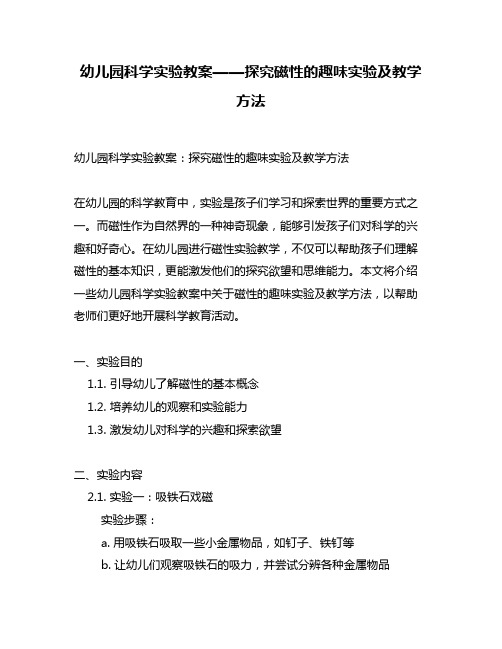 幼儿园科学实验教案——探究磁性的趣味实验及教学方法