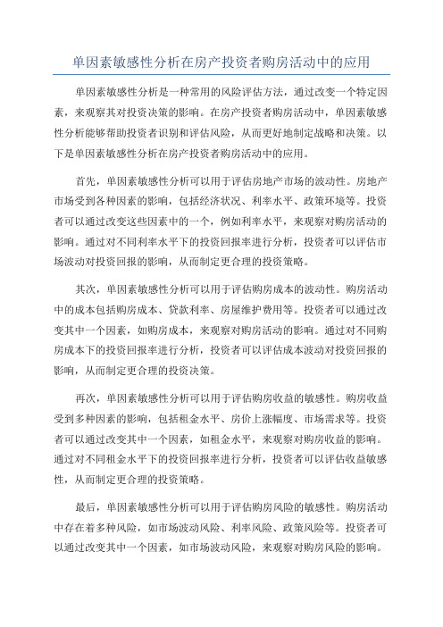 单因素敏感性分析在房产投资者购房活动中的应用