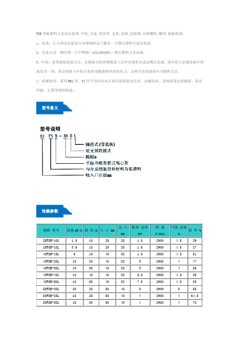 泵的型号规格说明