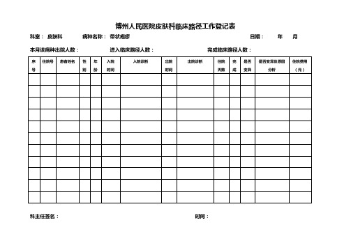 皮肤科临床路径管理记录本