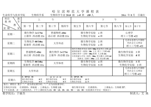 生物课表