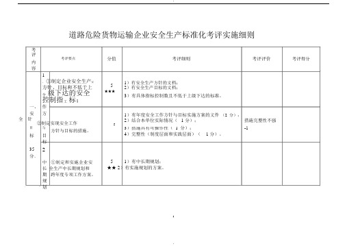 道路危险货物运输企业安全生产标准化考评实施细则