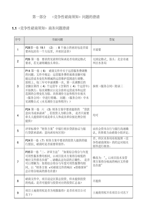 《竞争性磋商须知》问题的澄清