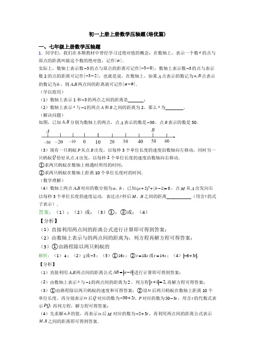 初一上册上册数学压轴题(培优篇)