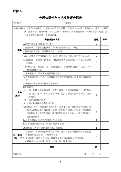 妇产科操作技能评分表