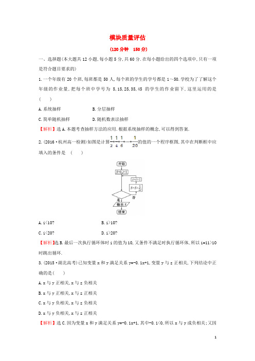 2017_2018学年高中数学模块质量评估(含解析)新人教A版必修3