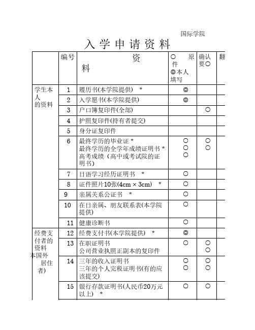 日本留学准备资料列表