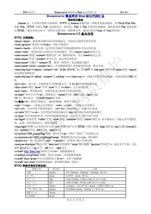 Html静态网页代码汇总